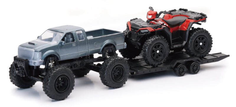 New-Ray Toy Replica 4x4 Lifted Pickup Truck with Polaris Sportsman XP1000 ATV