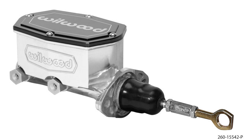 Wilwood Compact Tandem Master Cylinder 1in Bore w/Pushrod Fits Mustang (Ball Burnished) 260-15542-P