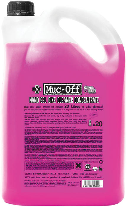 Muc-Off Bike Cleaner Concentrate, 5 Liter - Fast-Action, Biodegradable Nano Gel Refill - Mixes with Water to Make Up to 20 Liters of Bike Wash