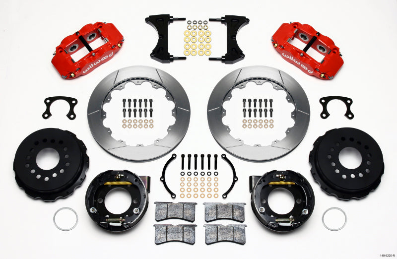 Wilwood Narrow Superlite 4R Rear P-Brk Kit 12.88in Red Small Ford 2.50in Offset 140-9220-R