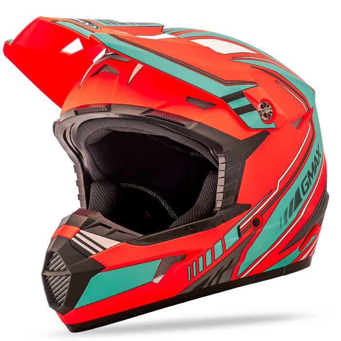 GMAX unisex-adult full-face-helmet-style Helmet (Mx46 Uncle) (Flat Orange/Teal, Youth Medium)