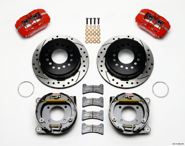 Wilwood Dynapro Low-Profile 11.00in P-Brake Kit Drill-Red Fits Chevy 12 Bolt 2.75in Off W/ C-Clips 140-11398-DR