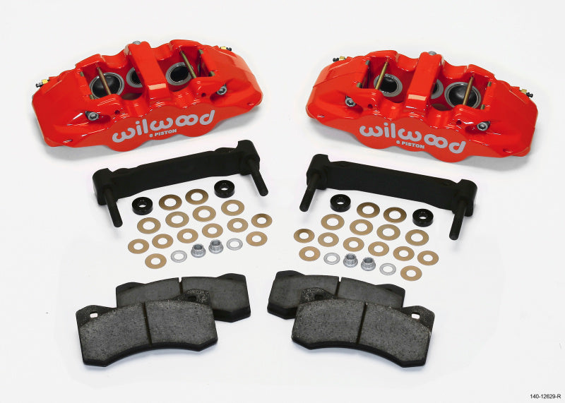 Wilwood AERO6 Front Caliper & Bracket Kit Red 97-13 C5/C6 Corvette W/ OEM HD/Z51 Rotors 140-12629-R