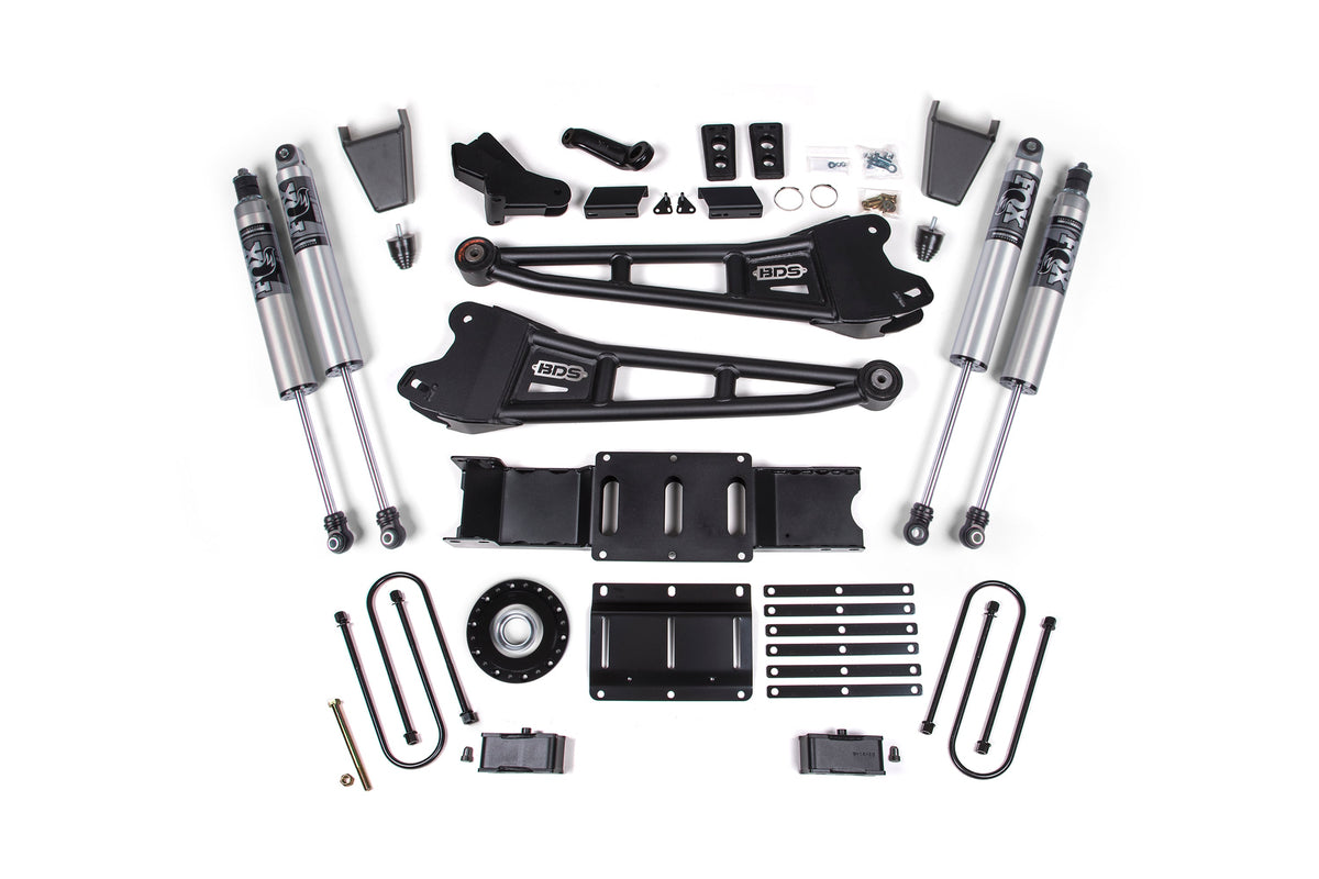 BDS 2025-2026 Fits RAM 3500 Diesel 4" Radius Arm Suspension Lift Kit W/ Indexing Ring, 2" Rear Lift, Block W/ Overload FOX 2.5 Pes C/o, FOX 2.5 Ifp Ps Shocks 2168PPS