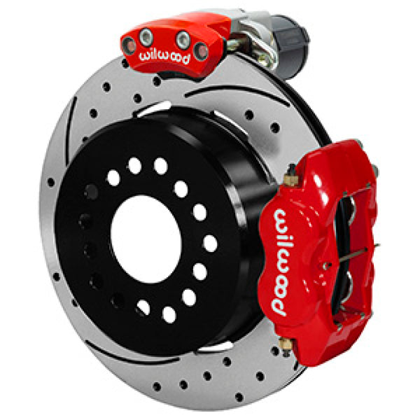Wilwood Forged Dynalite Rear Electronic Parking Brake Kit Red Powder Coat Caliper D/S Rotor 140-16142-DR