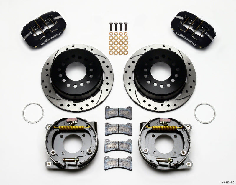 Wilwood Dynapro Low-Profile 11.00in P-Brake Kit Drilled Fits Chevy 12 Bolt 2.75in Off W/ C-Clips 140-11398-D