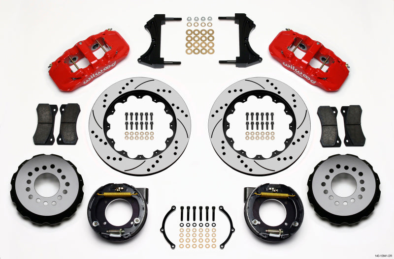 Wilwood AERO4 Rear P-Brake Kit 14.00in Drilled Red Fits Chevy C-10 2.42 Offset 5-lug 140-10941-DR