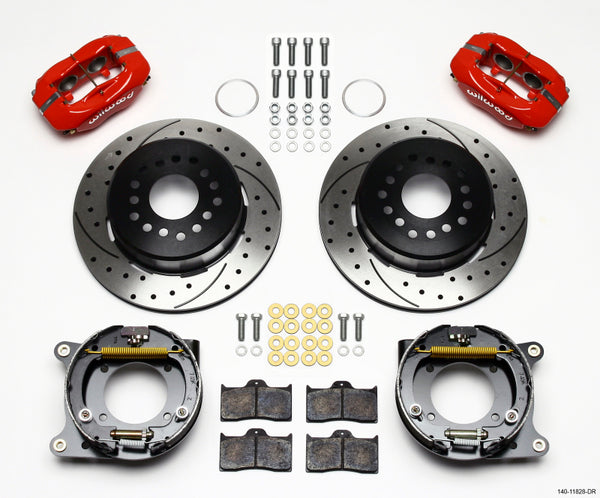 Wilwood Forged Dynalite P/S Park Brake Kit Drill-Red Impala 59-64 / Corvette 57-62 140-11828-DR