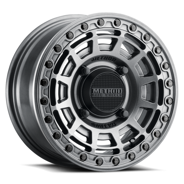 Method MR415 Beadlock 15x7 / 5+2/38mm Offset / 5x4.5 / 76 CB Graphite Wheel Gloss Graphite Ring MR415570121252B