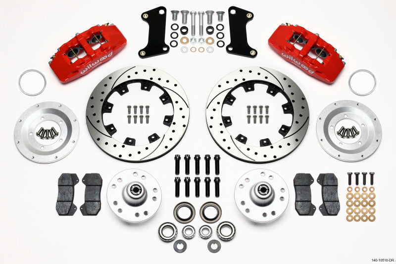 Wilwood Dynapro 6 Front Hub Kit 12.19in Drilled Red 67-69 Camaro (*Line Kit Needed*) 140-10510-DR