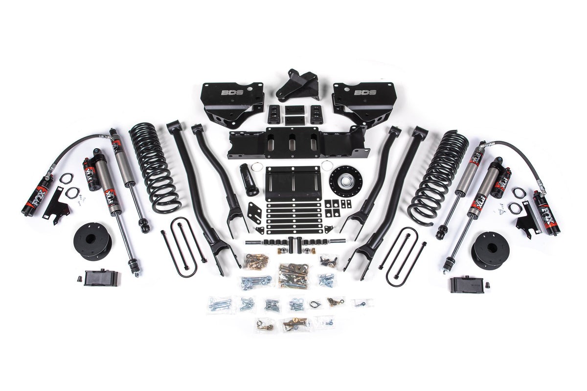 BDS 2025-2026 Fits RAM 3500 Diesel 4" 4-Link Suspension Lift Kit W/ Indexing Ring, 3" Rear Lift, Block W/ OE Air Assist FOX 2.5 Pes Shocks 2159FPE