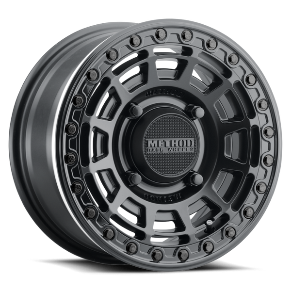 Method MR415 Beadlock 15x7 / 5+2/38mm Offset / 5x4.5 / 76mm CB Matte Black Wheel Gloss Black Ring MR415570121052B