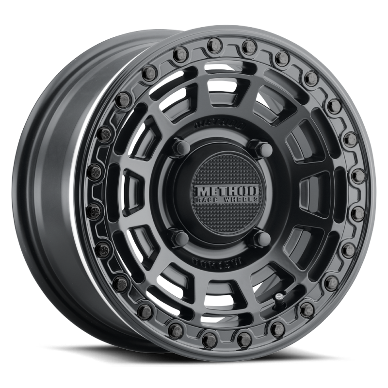 Method MR415 Beadlock 15x7 / 5+2/38mm Offset / 4x156 / 132 CB Matte Black Wheel Gloss Black Ring MR415570461052B