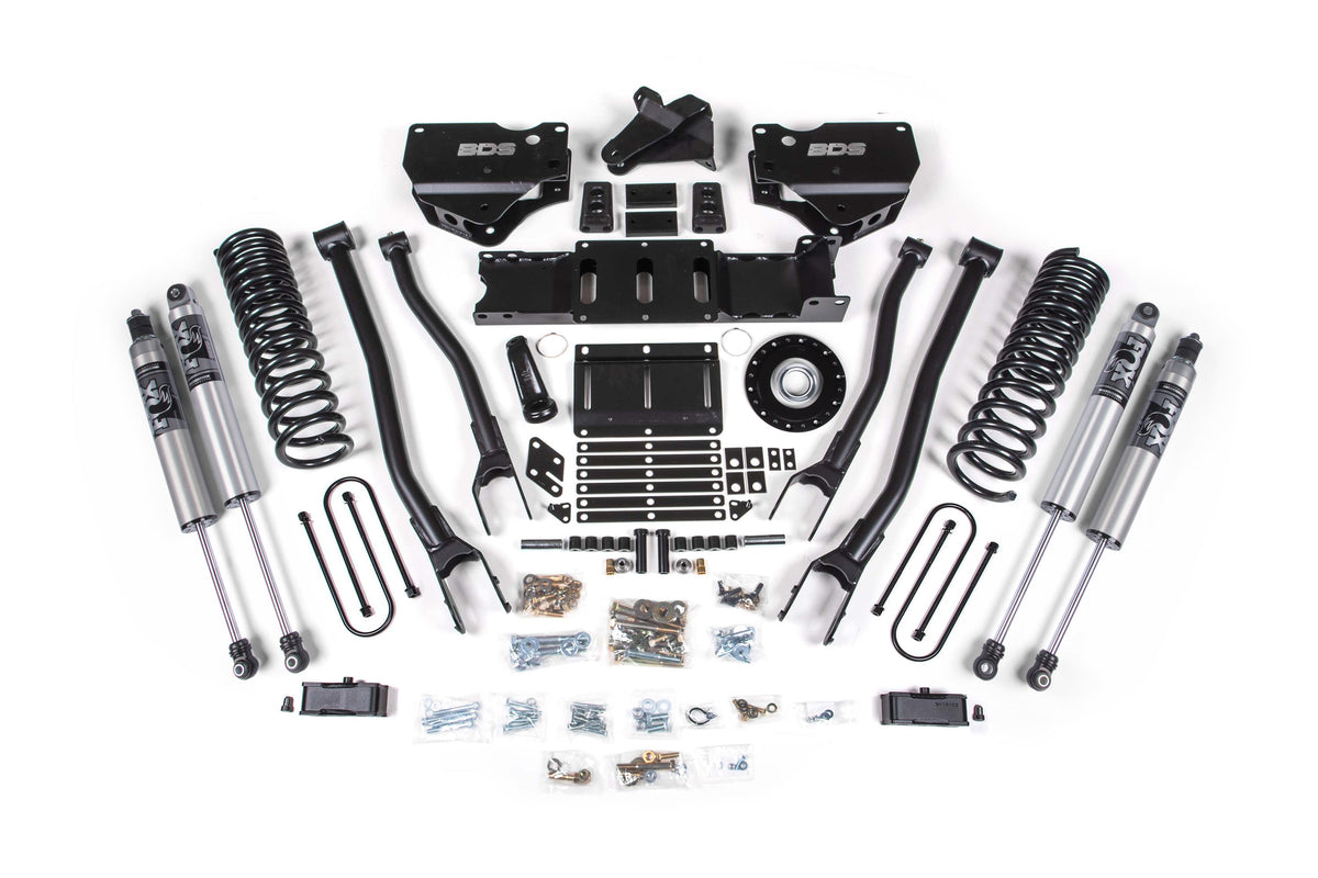 BDS 2025-2026 Fits RAM 3500 Gas 4" 4-Link Suspension Lift Kit W/ Indexing Ring, 3" Rear Lift W/ Overload, Block FOX 2.5 Ifp Ps Shocks 2161PS