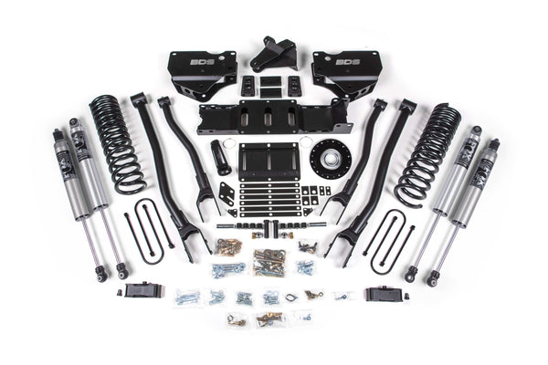 BDS 2025-2026 Fits RAM 3500 Gas 4" 4-Link Suspension Lift Kit W/ Indexing Ring, 3" Rear Lift W/ Overload, Block FOX 2.5 Ifp Ps Shocks 2161PS