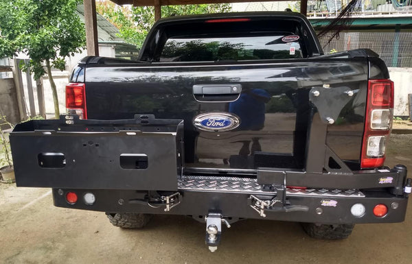 Dobinsons Rear Bar Fits Ford Ranger Pxii 2015+ with Single Wheel Carrier & Dual Jerry Can Holder ( ) - BW80-4138