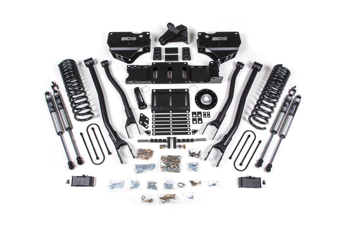 BDS 2025-2026 Fits RAM 3500 Gas 4" 4-Link Suspension Lift Kit W/ Indexing Ring, 3" Rear Lift W/ Overload, Block FOX 2.0 Ifp Ps Shocks 2161FS