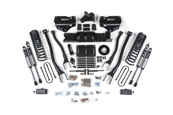 BDS 2025-2026 Fits RAM 3500 Gas 4" 4-Link Suspension Lift Kit W/ Indexing Ring, 2" Rear Lift W/ Overload, Block FOX 2.0 Ifp Ps Shocks 2163FS