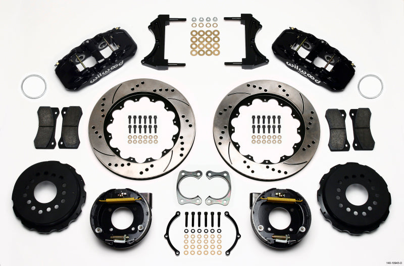 Wilwood AERO4 Rear P-Brake Kit 14.00in Drilled Fits Chevy 12 Bolt W/ C-Clips 140-10943-D