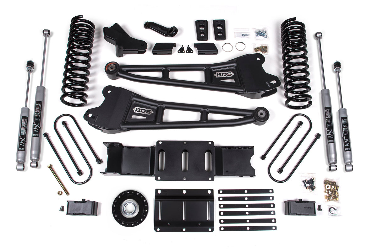 BDS 2025-2026 Fits RAM 3500 Gas 4" Radius Arm Suspension Lift Kit W/ Indexing Ring, 3" Rear Lift W/o Overload, Block NX2 Shocks 2170H