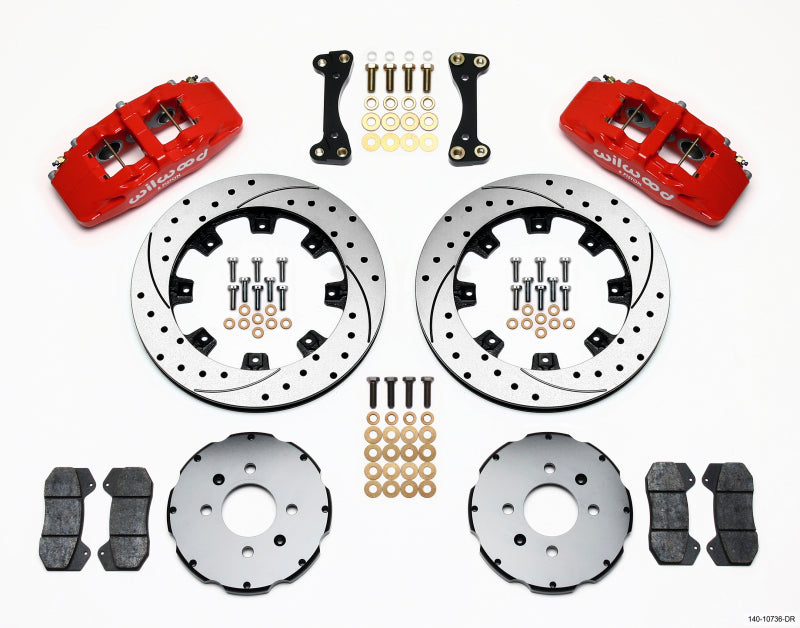 Wilwood Dynapro 6 Front Hat Kit 12.19in Drilled Red 90-99 Civic w/240 Mm Disc 140-10736-DR