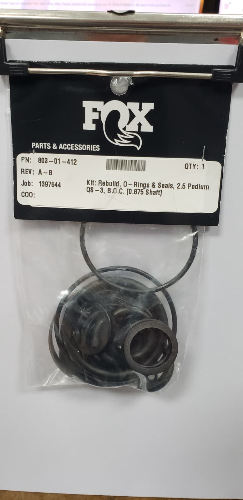 FOX Shock O-Rings and Seals Kit 803-01-412