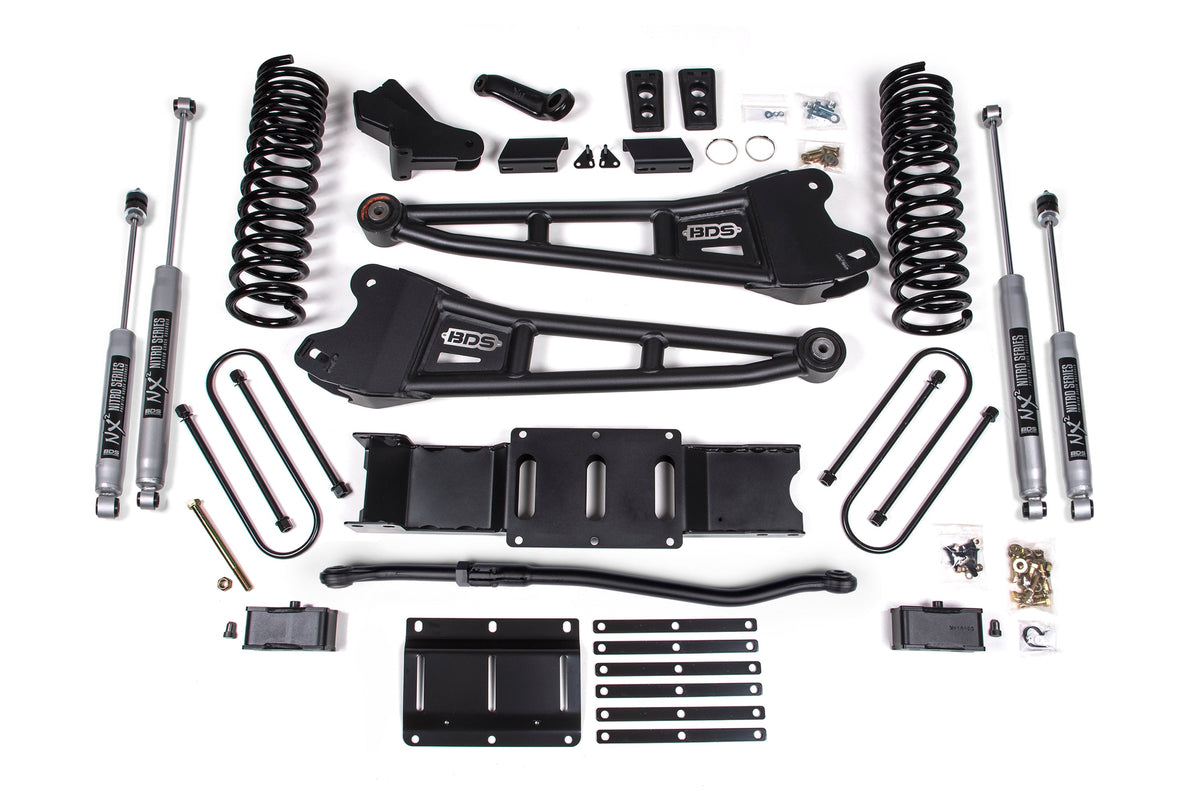 BDS 2025-2026 Fits RAM 3500 Diesel 4" Radius Arm Suspension Lift Kit, 3" Rear Lift W/o Overload, Block NX2 Shocks 2150H