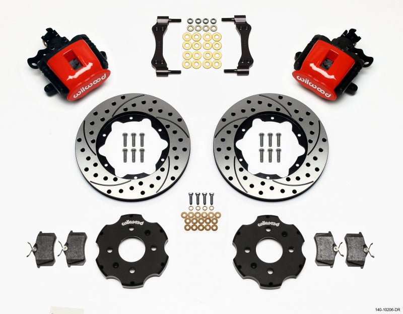 Wilwood Combination Parking Brake Rear Kit 11.00in Drilled Red Civic / Integra Disc 2.39 Hub Offset 140-10206-DR