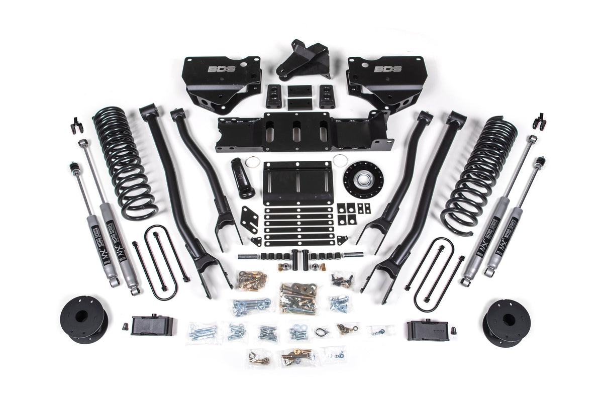 BDS 2025-2026 Fits RAM 3500 Diesel 4" 4-Link Suspension Lift Kit W/ Indexing Ring, 3" Rear Lift, Block W/ OE Air Assist NX2 Shocks 2159H