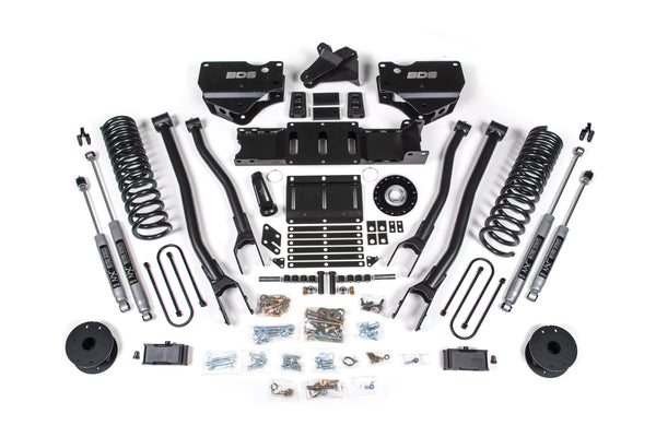 BDS 2025-2026 Fits RAM 3500 Gas 4" 4-Link Suspension Lift Kit W/ Indexing Ring, 3" Rear Lift, OE Air Bag NX2 Shocks 2164H