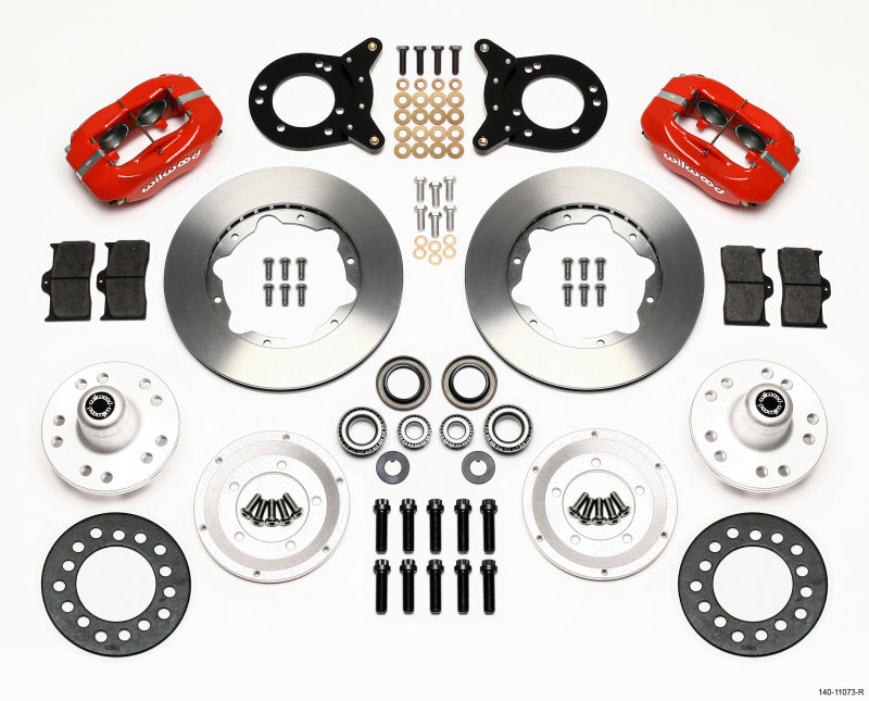 Wilwood Forged Dynalite Front Kit 11.00in Red 1970-1973 Mustang Disc & Drum Spindle 140-11073-R