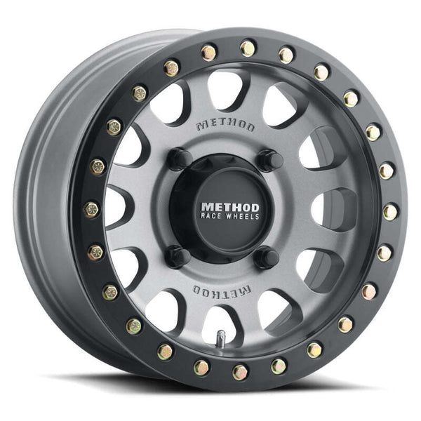 Method MR401 UTV Beadlock 15x7 / 5+2/38mm Offset / 5x4.5 / 72 CB Titanium Matte Black Ring Wheel MR40157012852B