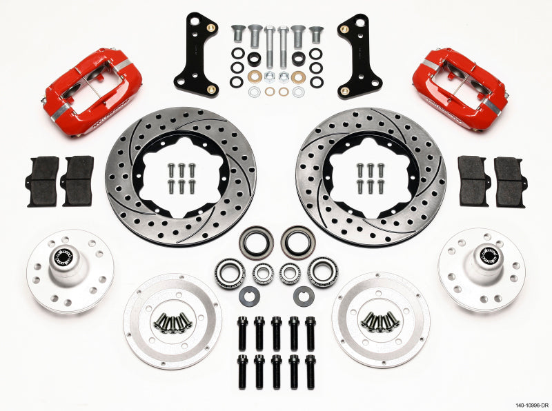 Wilwood Forged Dynalite Front Kit 11.00in Drill-Red 67-69 Camaro 64-72 Nova Chevelle 140-10996-DR