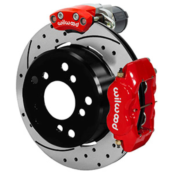 Wilwood Forged Dynalite Rear Electronic Parking Brake Kit Red Powder Coat Caliper D/S Rotor 140-16134-DR