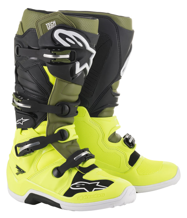 Alpinestars Tech 7 Boots Yellow/Military/Black Sz 15 2012014-5561-15