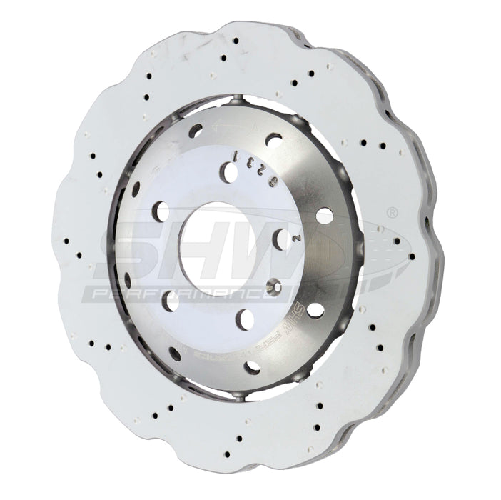 SHW 13-15 Audi RS5 4.2L Rear Drilled-Dimpled Lightweight Wavy Brake Rotor (8T0615601A) ARX48221