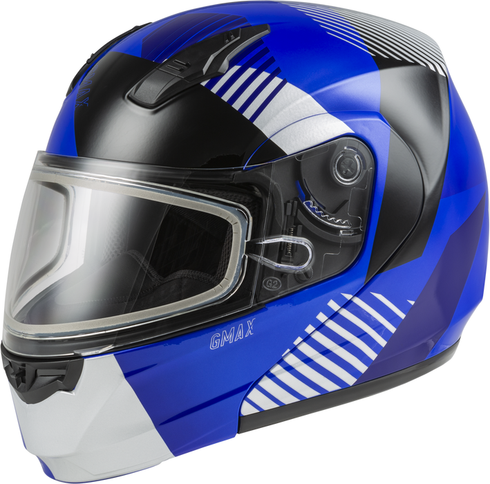 GMAX MD-04S Reserve, Lightweight Modular Helmet for Snow & Motor Sports, Comfortable Full-Face Protection (Blue/Silver/Black)