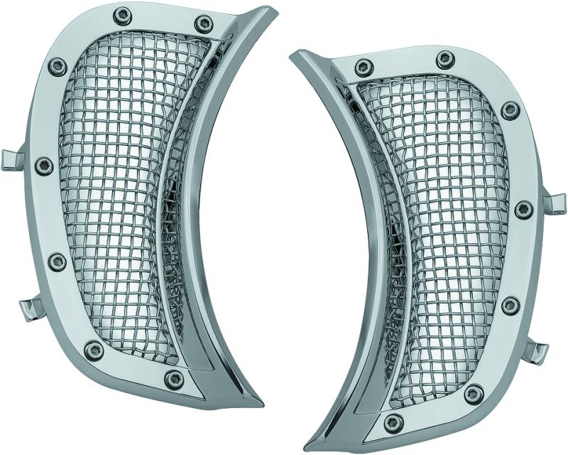 Kuryakyn 6518 Motorcycle Accessory: Mesh Headlight Vent Accents for 2015-19 Harley-Davidson Road Glide Motorcycles, Chrome, 1 Pair