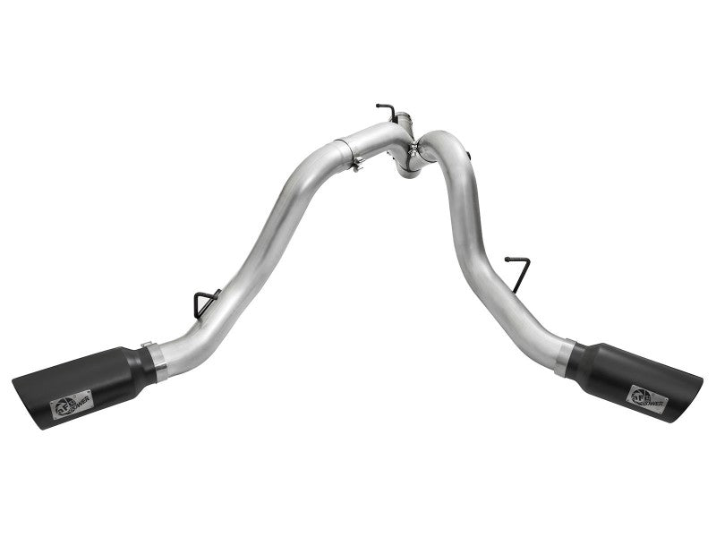 aFe Atlas Exhaust 4in Dual DPF-Back Al Steel w/ Black Tips 16-17 GM Diesel Truck V8-6.6L (td) LML 49-04080-B