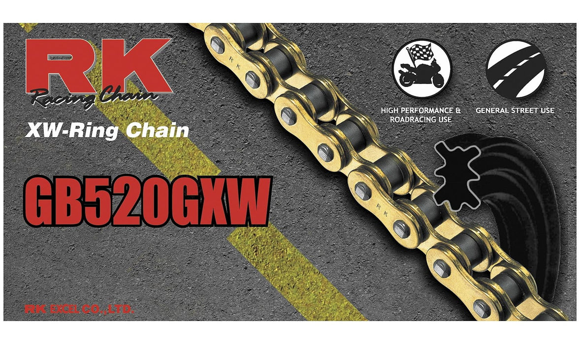 RK GB520GXW Ultra High Performance Race XW-Ring Gold Motorcycle Chain - 116 Link