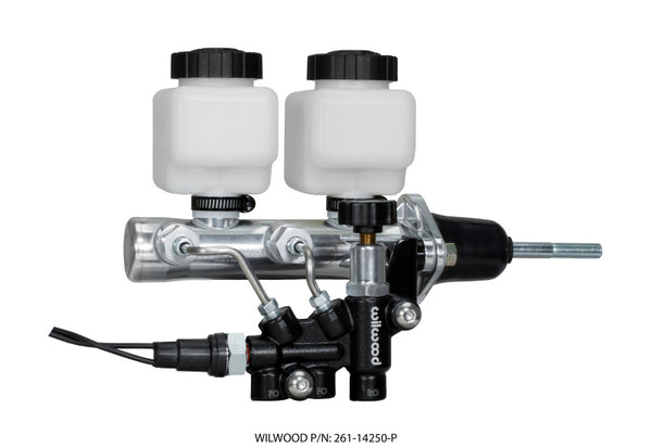 Wilwood Tandem Remote M/C Kit w L/H Brkt & Prop Valve 15/16in Bore Ball Burnished-W/Pushrod 261-14250-P