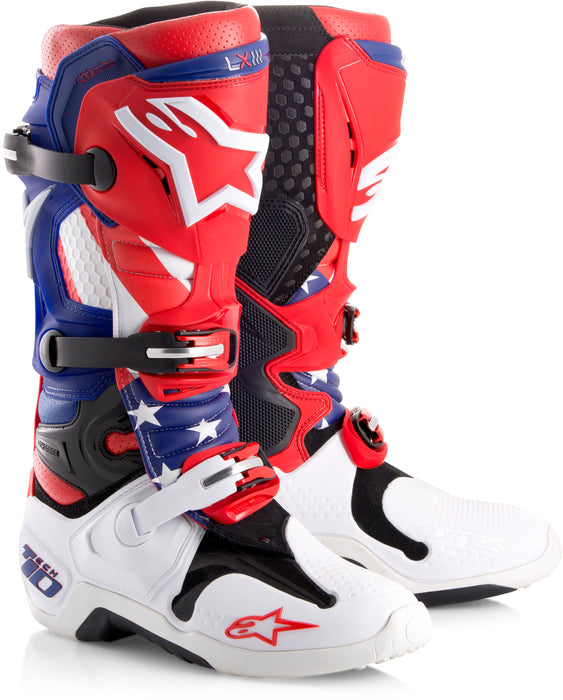 Alpinestars Tech 10 Nations Boots Black/Red/White Sz 12 2010014-732-12