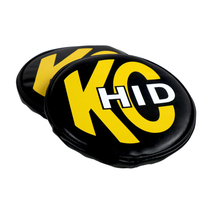 KC HiLiTES 8in. Round Soft Cover HID (Pair) Black w/Yellow Brushed KC Logo 5818