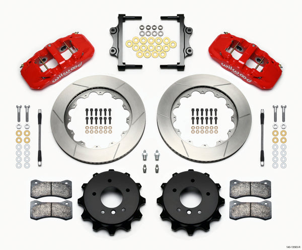 Wilwood AERO4 Rear Kit 14.00 Red 2007-2011 BMW E90 Series w/Lines 140-13583-R