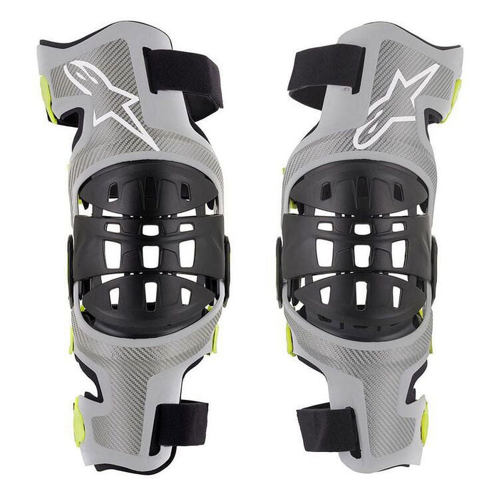 Bionic-7 Off-Road Motocross Knee Brace Set - Silver/Flo Yellow - Sm