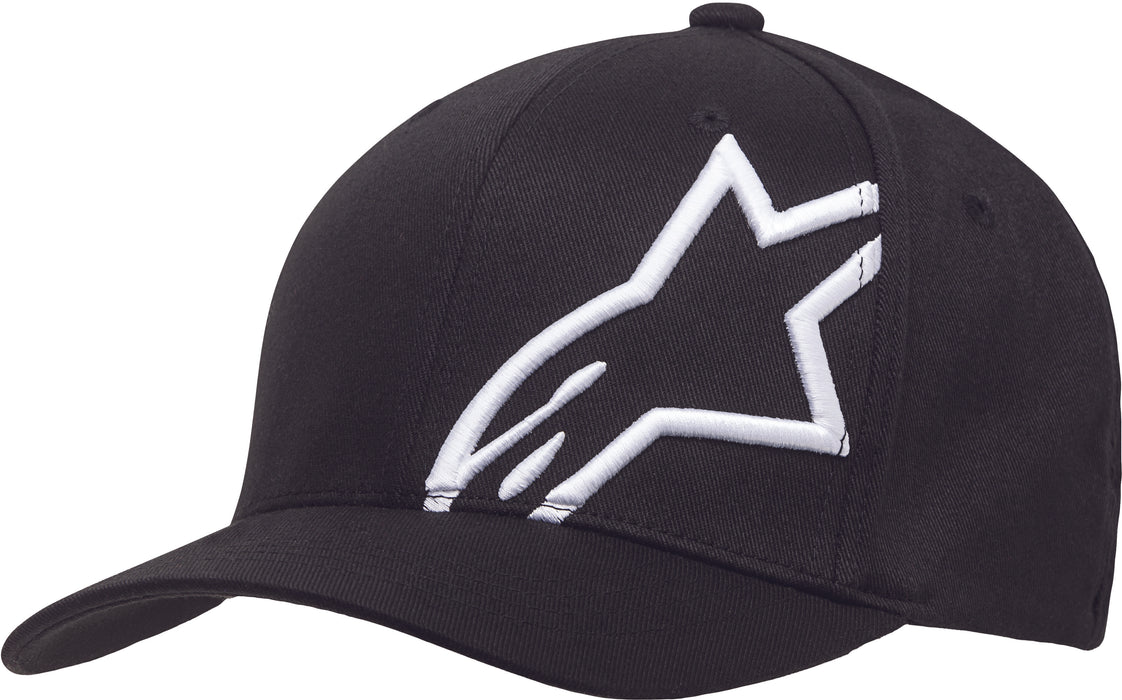 Alpinestars mens Curved Bill Structured Crown Flex Back 3d Embroidered Logo Flexfit Hat Cap, Corp Shift 2 Black/White, Large-X-Large US