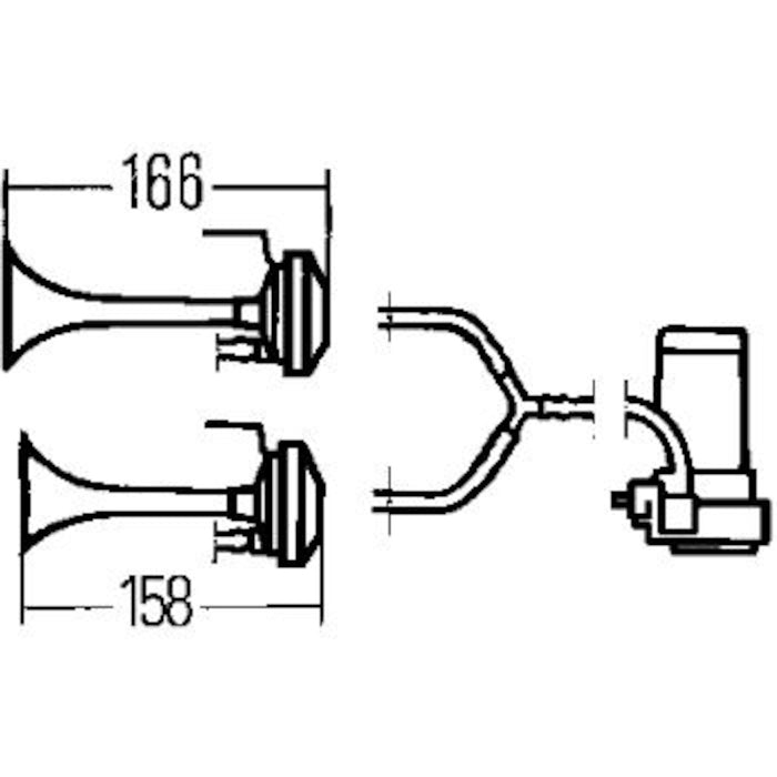 Hella Twin Trumpet Horn Kit 12V 240W 795-800Hz 118dB 3001651