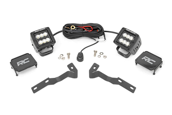 Rough Country LED Light Kit Ditch Mount 2" Black Pair Flood Fits toyotaTacoma (16-23) 71081