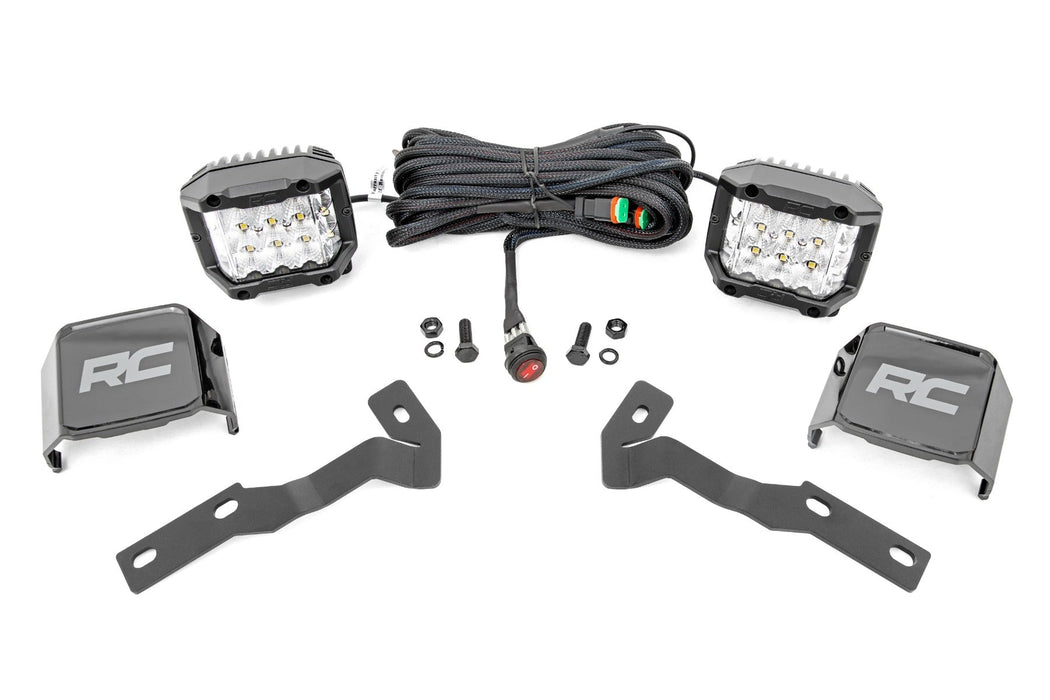 Rough Country LED Light Kit Ditch Mount 3" OSRAM Wide Fits toyotaTacoma (16-23)