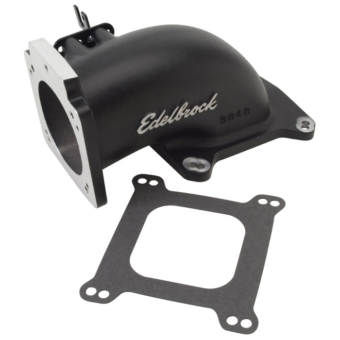 Edelbrock Low Profile Intake Elbow 90mm Throttle Body to Square-Bore Flange Black Finish 38483